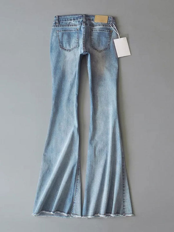 Jeans for Bell Bottoms Zipper Fly Button Fly Blue Denim Pants