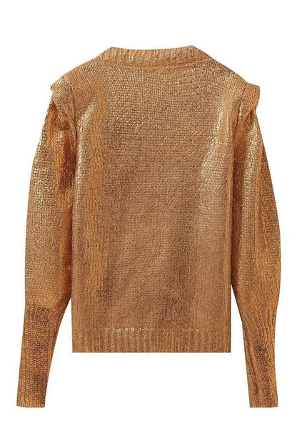Paula Metallic Padded Knit Sweater