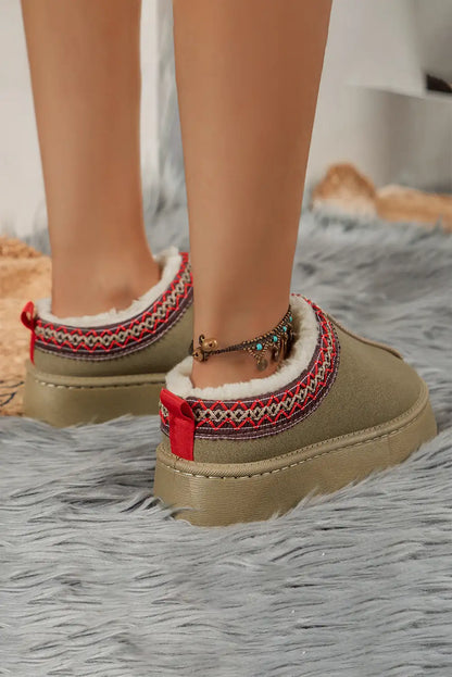 Sage Green Suede Snow Boots