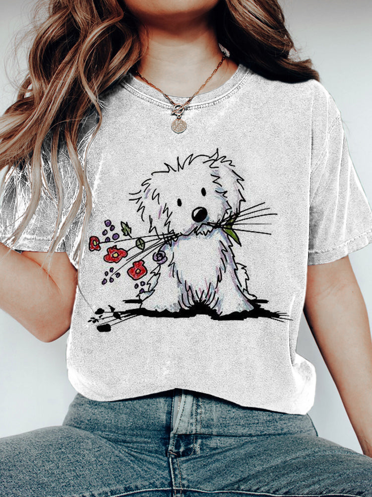 Comstylish Flower Delivery Puppy Vintage T-Shirt