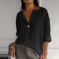 Comstylish Solid Color Linen Blend Loose Blouse