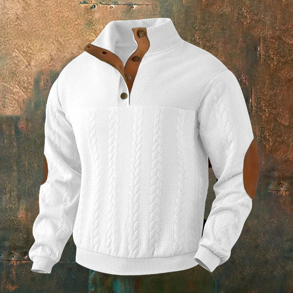 Men's Vintage Cable Knit Button Casual Sweatshirt elevenforest