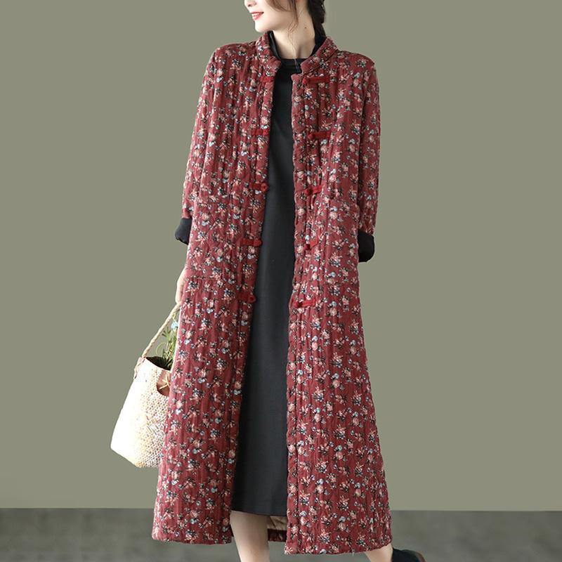 Retro Pocket Warm Long Cotton Coat