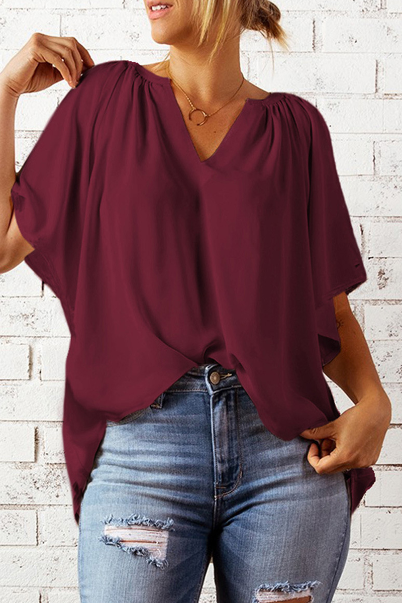 Patchwork V Neck T-shirts(6 Colors)