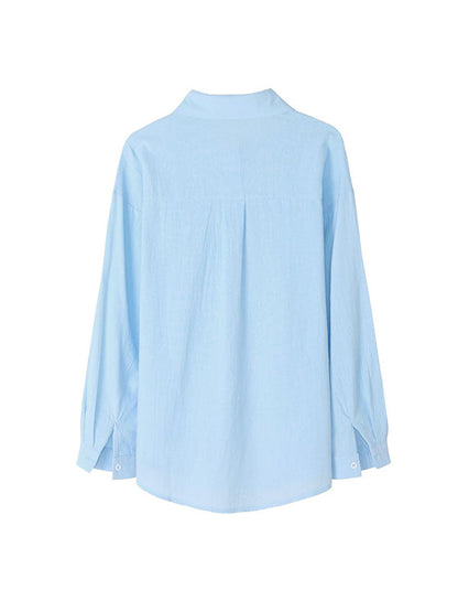High-low Long Sleeves Split-joint Lapel Blouses
