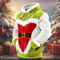 Comstylish Men's Funny Ugly Christmas Art Plush Warm Hoodie