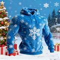 Comstylish Men's Snowflake Embroidered Print Plush Hoodie
