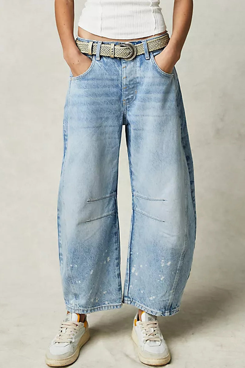 Street Pocket High Waist Denim Jeans