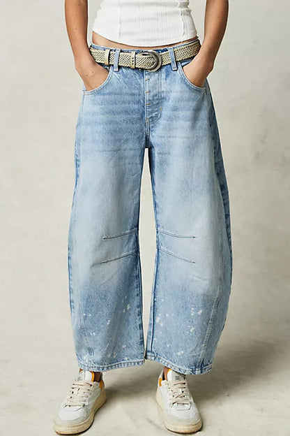Street Pocket High Waist Denim Jeans