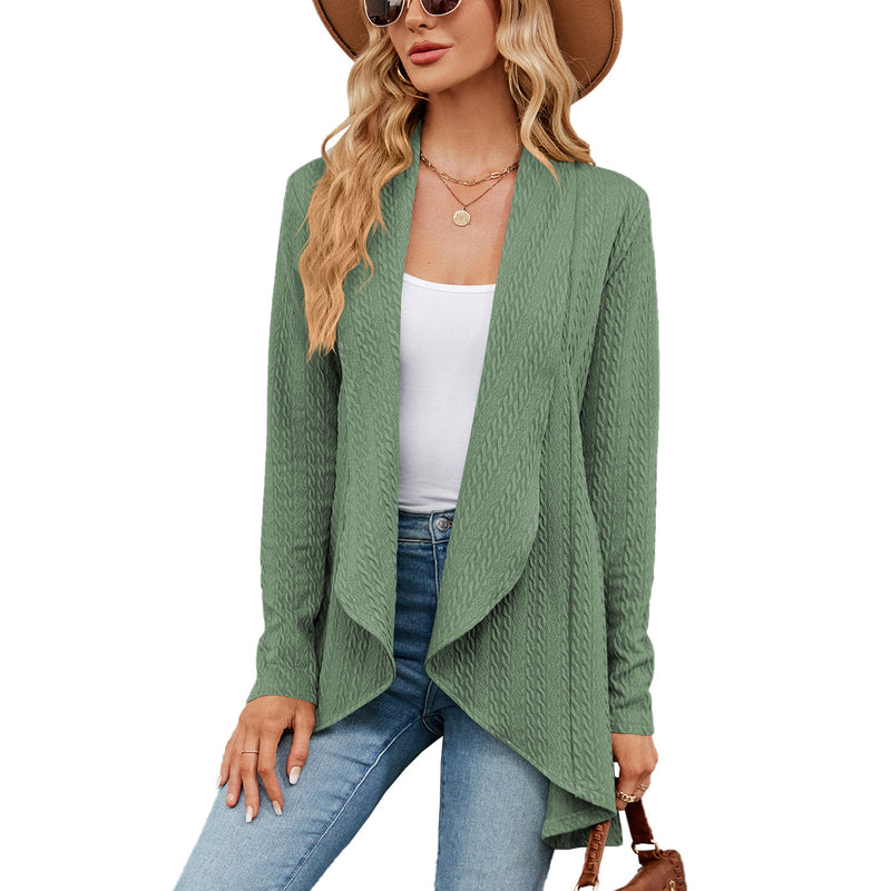 Autumn Winter Long Sleeve Color Loose Cardigan Top Knitting Coat
