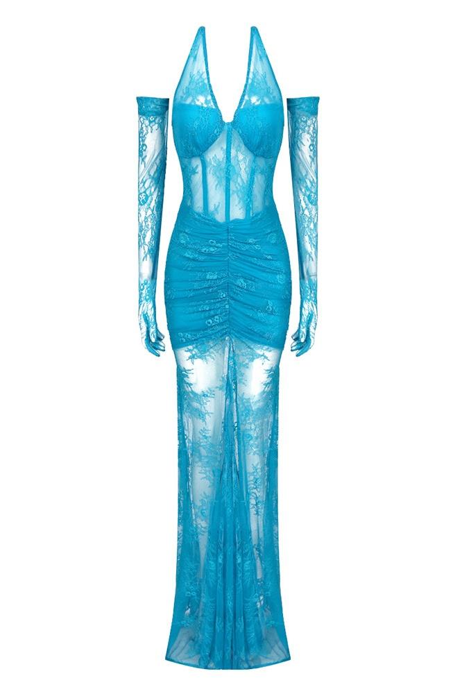Elsa Halterneck See-through Maxi Dress