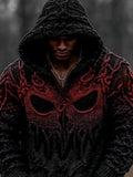 Men's Vintage Spooky Face Gradient Chunky Hooded Sweater elevenforest
