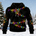 Comstylish Men's Christmas Lights Plush Warm Hoodie