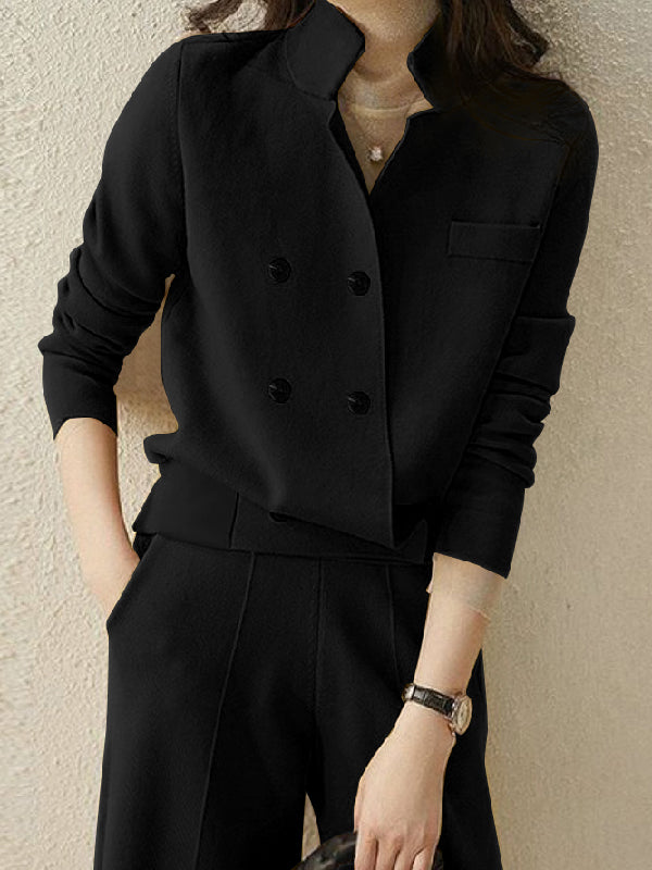 Long Sleeves Asymmetric Buttoned Notched Collar Cardigan Tops