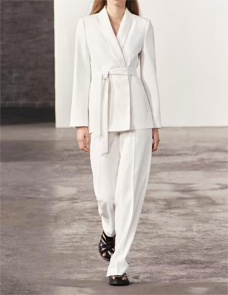 Spring Autumn With Belt Dress Small Blazer High Waist Pants Straight-leg Pants Fashionable Graceful Suit