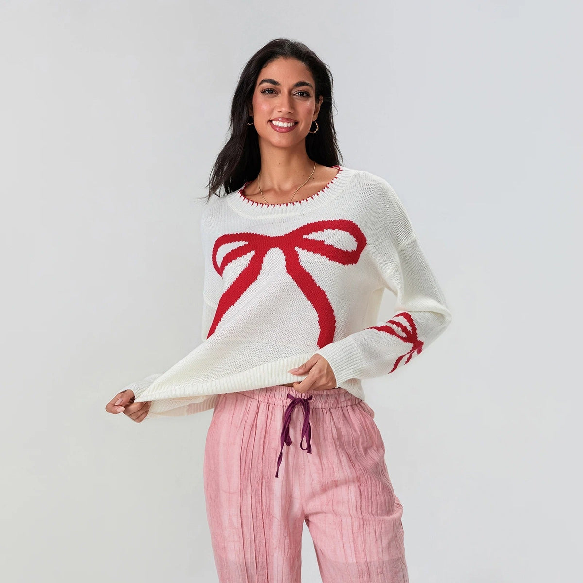 JO | MW - Festive knitted sweater with bow design