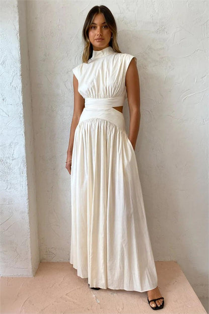 Sleeveless Turtleneck Backless Maxi Dress