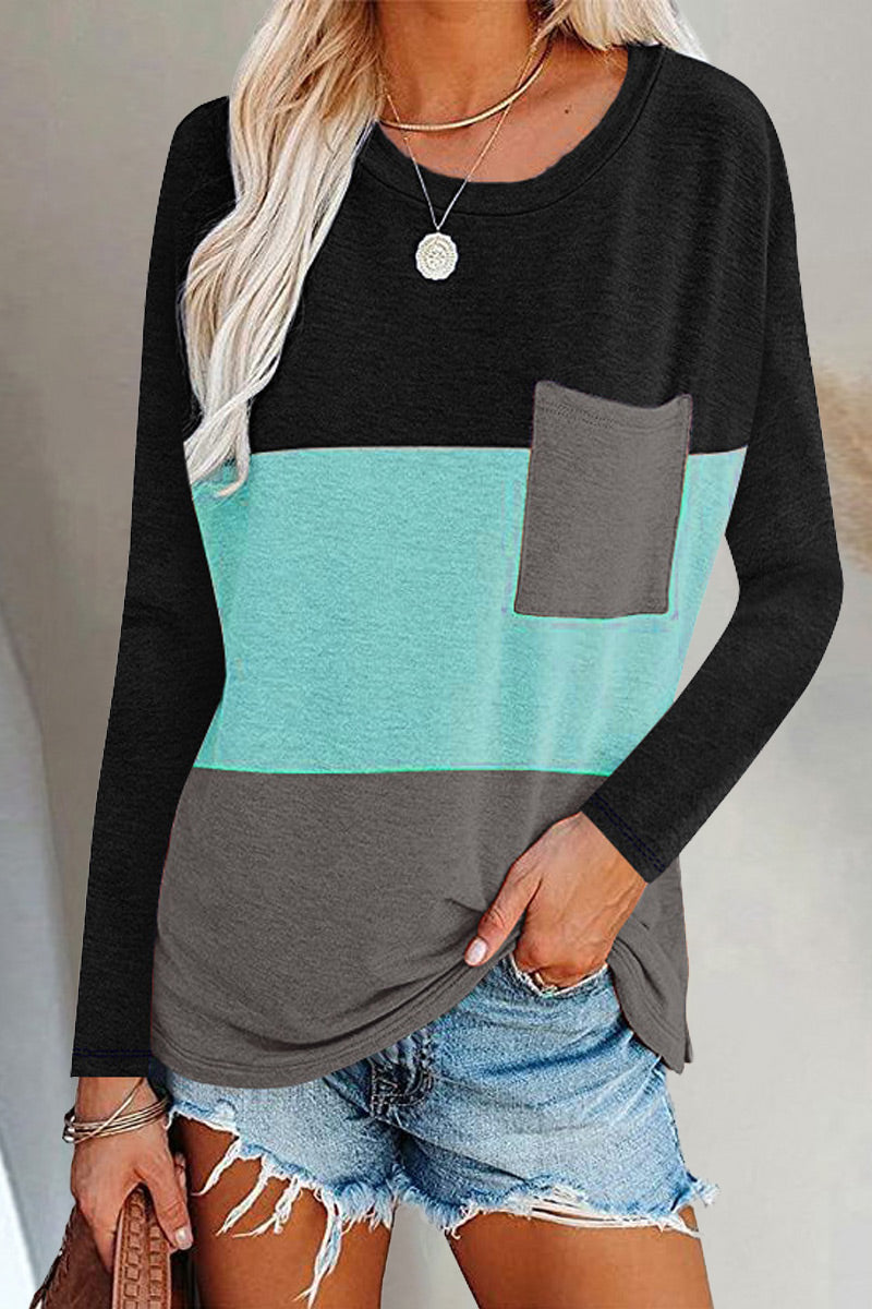 Split Joint O Neck T-shirts(6 Colors)