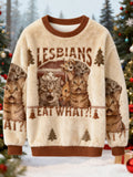 Comstylish Lesbians Eat What! Funny Christmas Ugly Sweatshirt