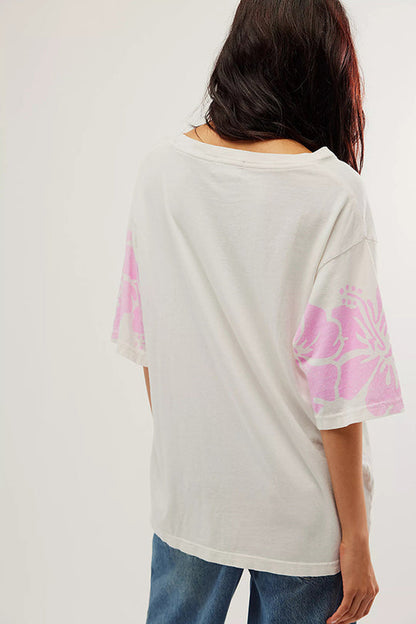 Print Loose Round Neck Short Sleeve T-shirt