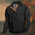 Men's Vintage Western Print Standing Collar Casual Sweatshirt elevenforest