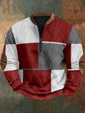 Men's Jacquard Fabric Color Block Design Zipper Sweatshirt artswardrobe