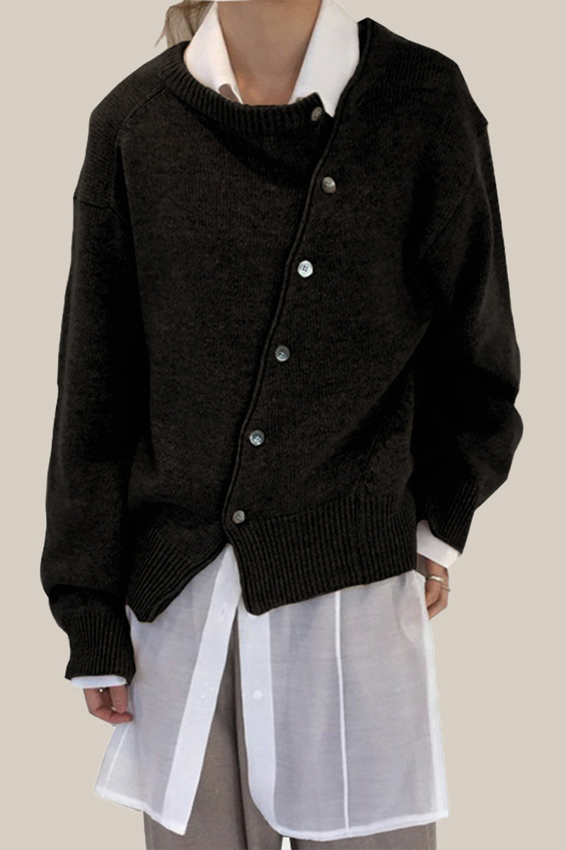 Make Old Buttons O Neck Outerwear(5 Colors)