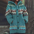 Fairman Island Wave Print Vintage Hooded Sweater Cardigan elevenforest