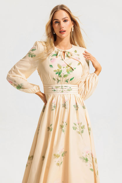 Round Neck Long Sleeve Maxi Dress