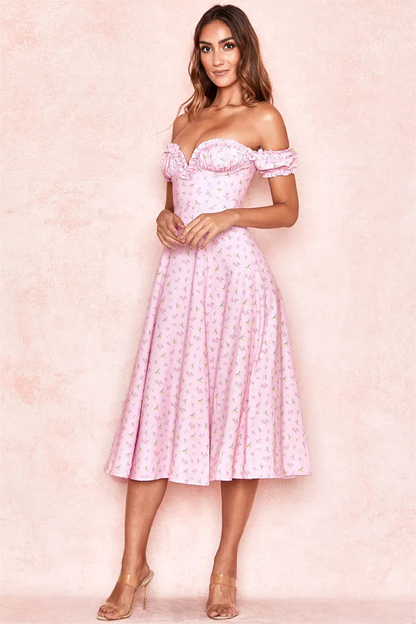 Ruffle Off-shoulder Midi Dress