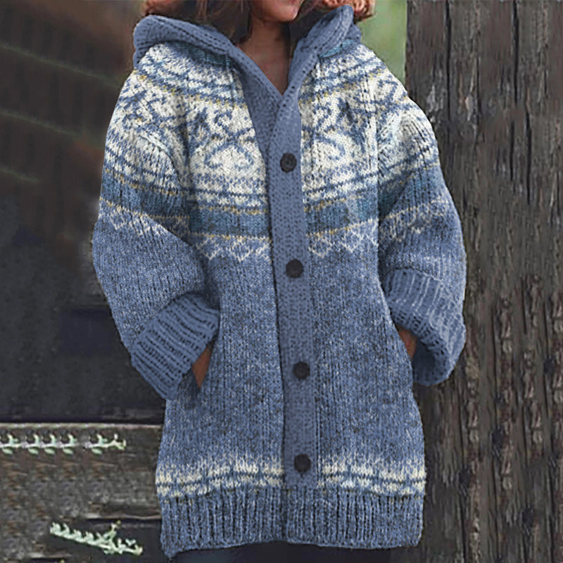 Icelandic Pattern Snowflake Jacquard Vintage Sweater Cardigan elevenforest