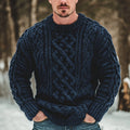 Men's Vintage Fairman Island Jacquard Thick Warm Crew Neck Sweater artswardrobe