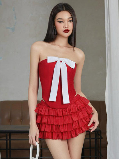 Taruxy Bow Splice Crop Tops Off Shoulder Backless Bodycon Tank Top Hot Club Party Slim Vest Woman