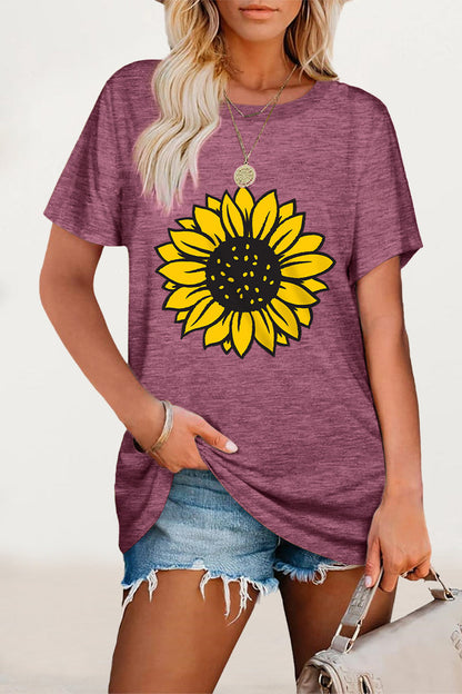 Print Flowers O Neck T-shirts