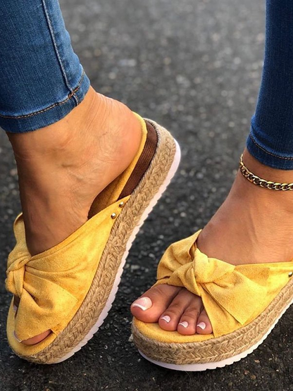 Summer Bowknot Comfy Slip on Sandals Ve14