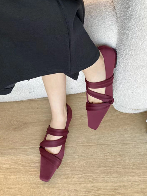 Color Square-toe Flat Shoes