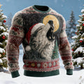 Comstylish Men's Retro Viking Christmas Wolf Art Casual Flannel Sweatshirt