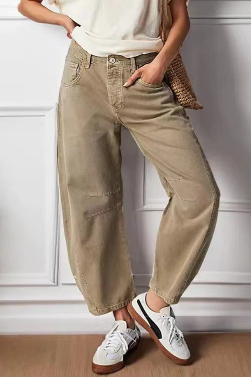 Make Old Pocket High Waist Loose Denim Jeans