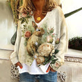 Colorful Rabbit Art Cozy Long Sleeve Cardigan artswardrobe