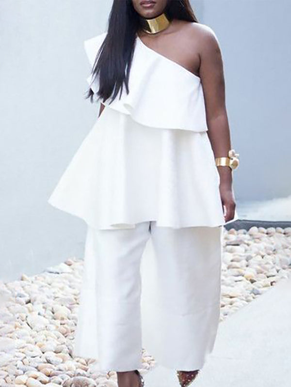 High Waisted Loose Pockets Color Pants Trousers