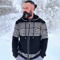 Men's Viking Art Jacquard Knitting Hooded Cardigan elevenforest
