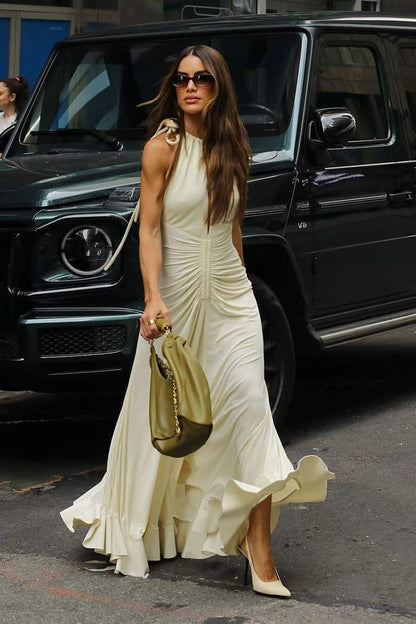 Edna Halter Gathered Maxi Dress