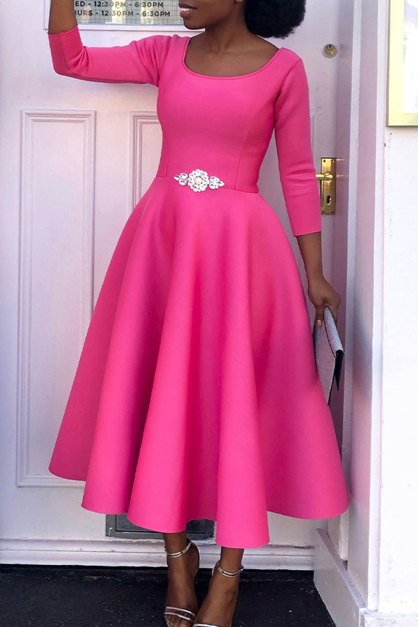 Color Large Swing Skirt Temperament Evening Dress