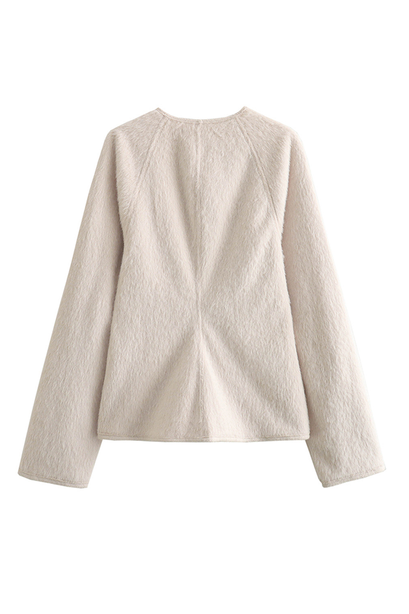 Color Patchwork V Neck Outerwear