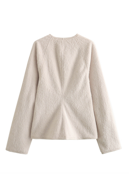 Color Patchwork V Neck Outerwear