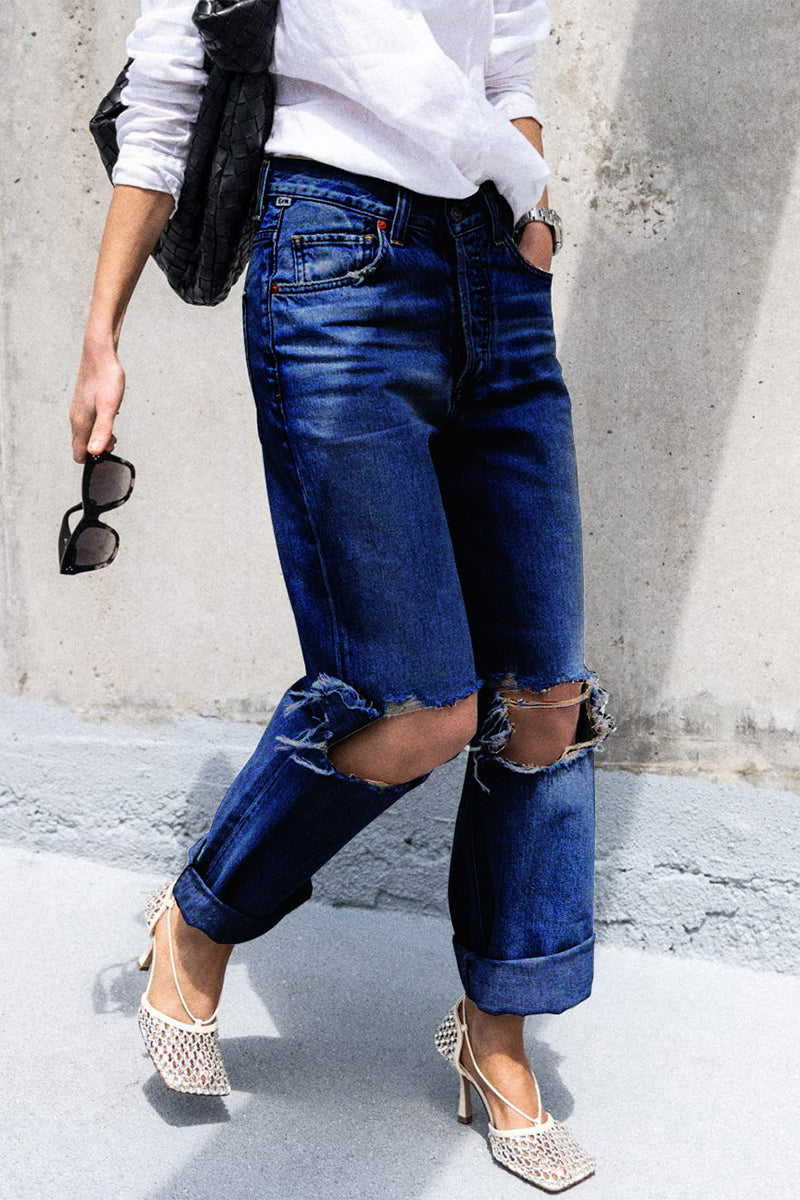 Sportswear Ripped Loose Denim Jeans