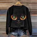 Comstylish Abstract Creative Christmas Tree In Cat Eyes Print Crew Neck Casual Sweatshirt