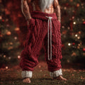 Comstylish Christmas 3d Embroidered Red Knitted Casual Pants