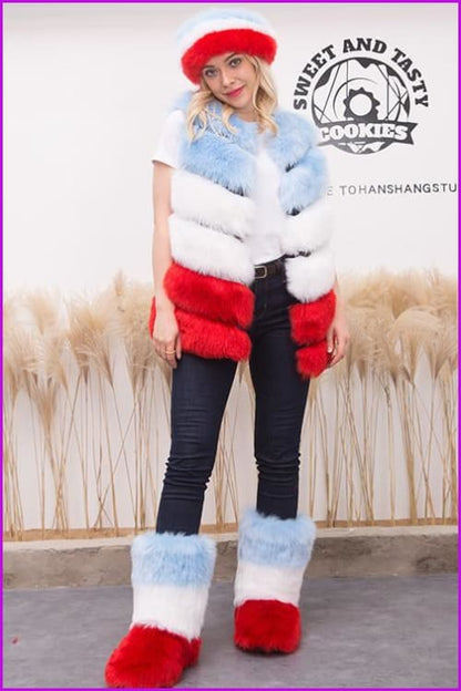 [pre-] {faux Fur} Hairband+vest+boots Set-d2 F1461