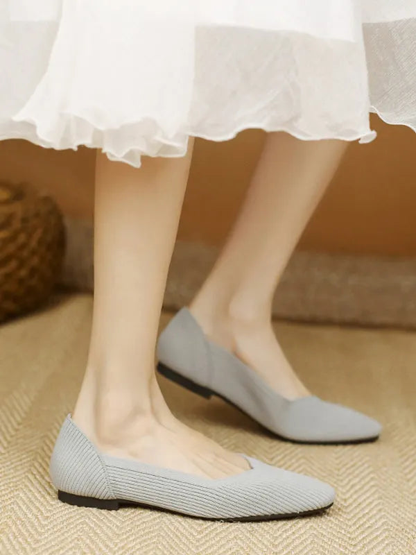 Color Square-toe Flats Shoes